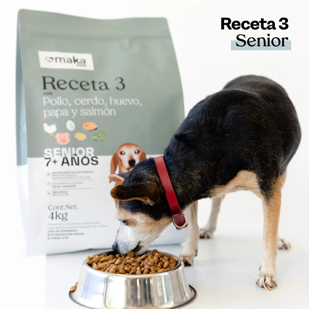 MAKA-Receta 3 - Perro Senior (Pollo, cerdo, huevo, papa y salmón)