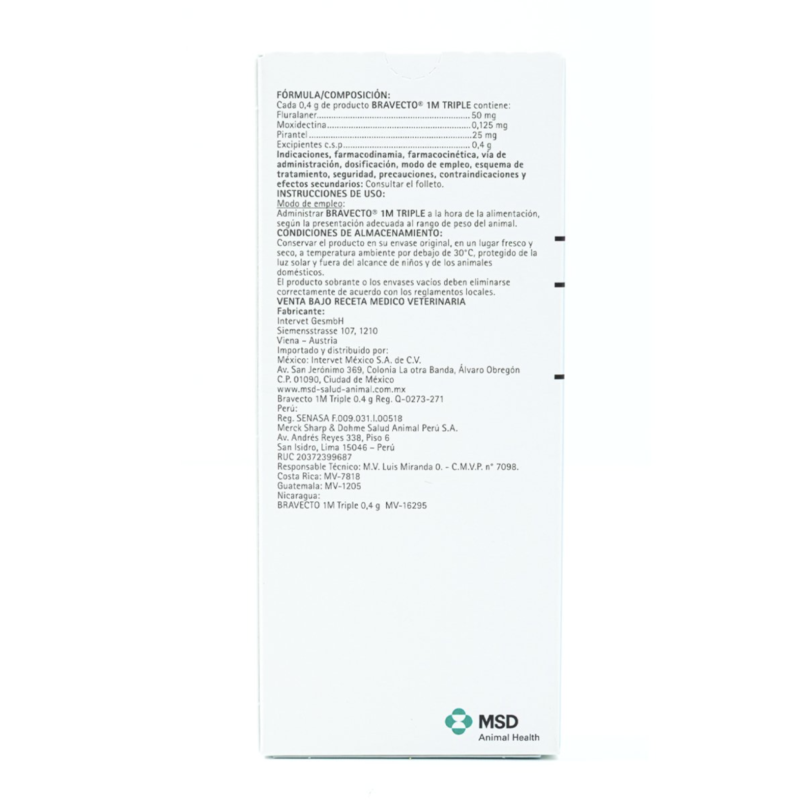 Bravecto 1M Triple Tableta - Perro de 2.5 a 5 kg