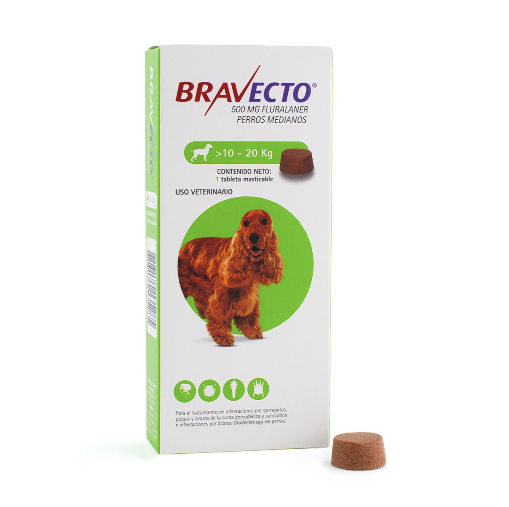 BRAVECTO 500mg - PERRO DE 10 HASTA 20 KG