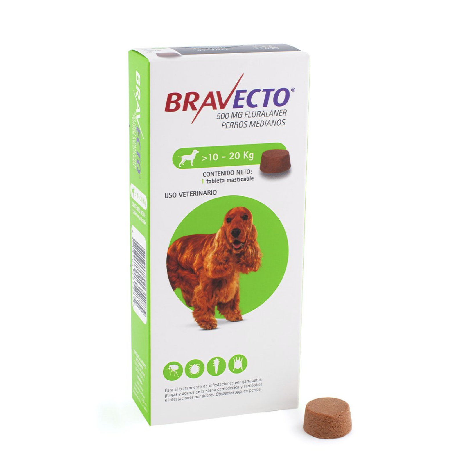 BRAVECTO 500mg - PERRO DE 10 HASTA 20 KG