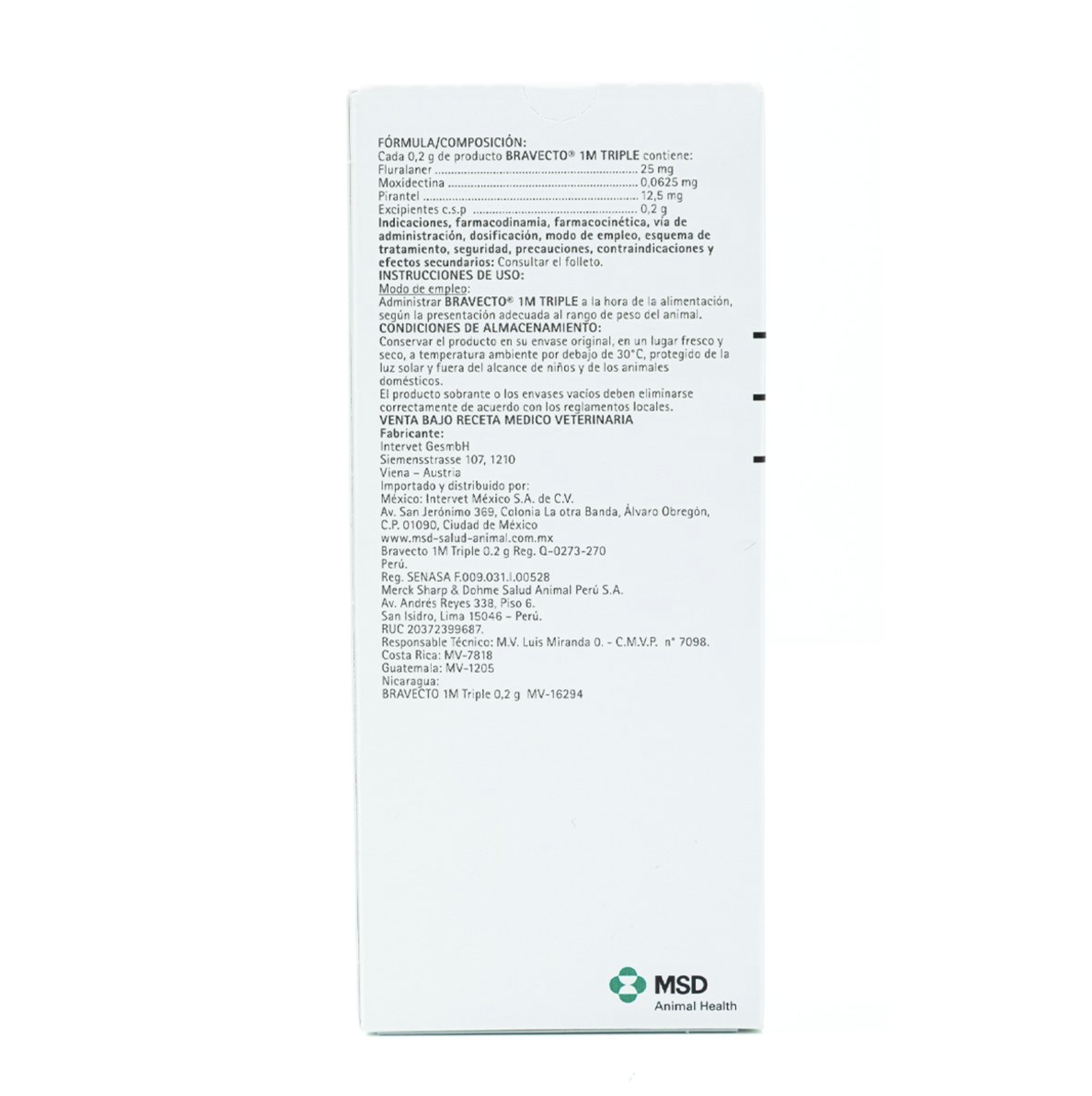 Bravecto 1M Triple Tableta - Perro de 1.27 a 2.5 kg