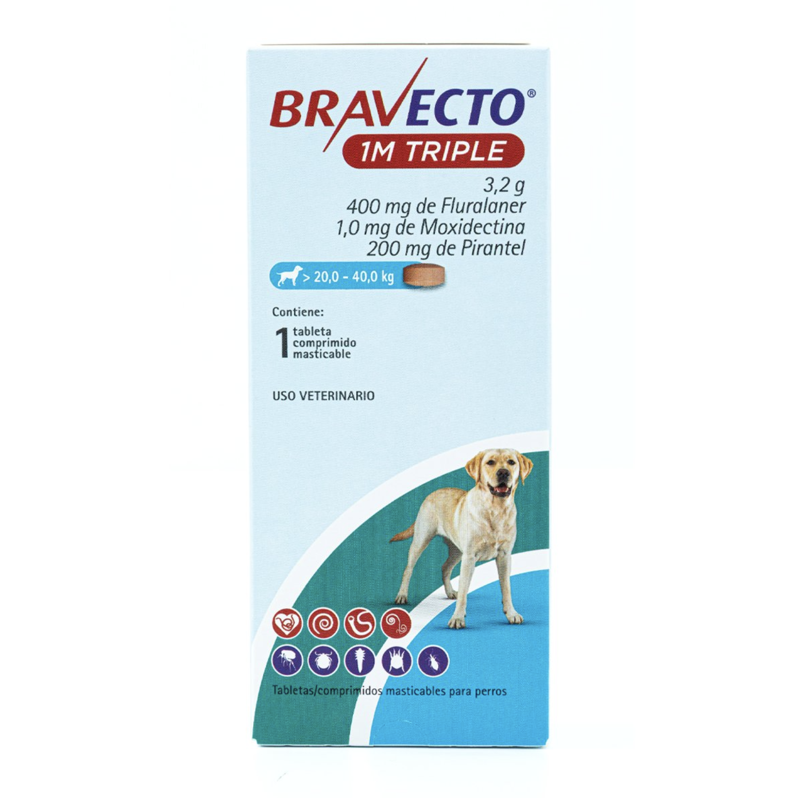 Bravecto 1M Triple Tableta - Perro de 20 a 40 kg